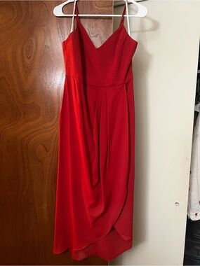 Lulu's Red V-Neck Slip Midi Dress